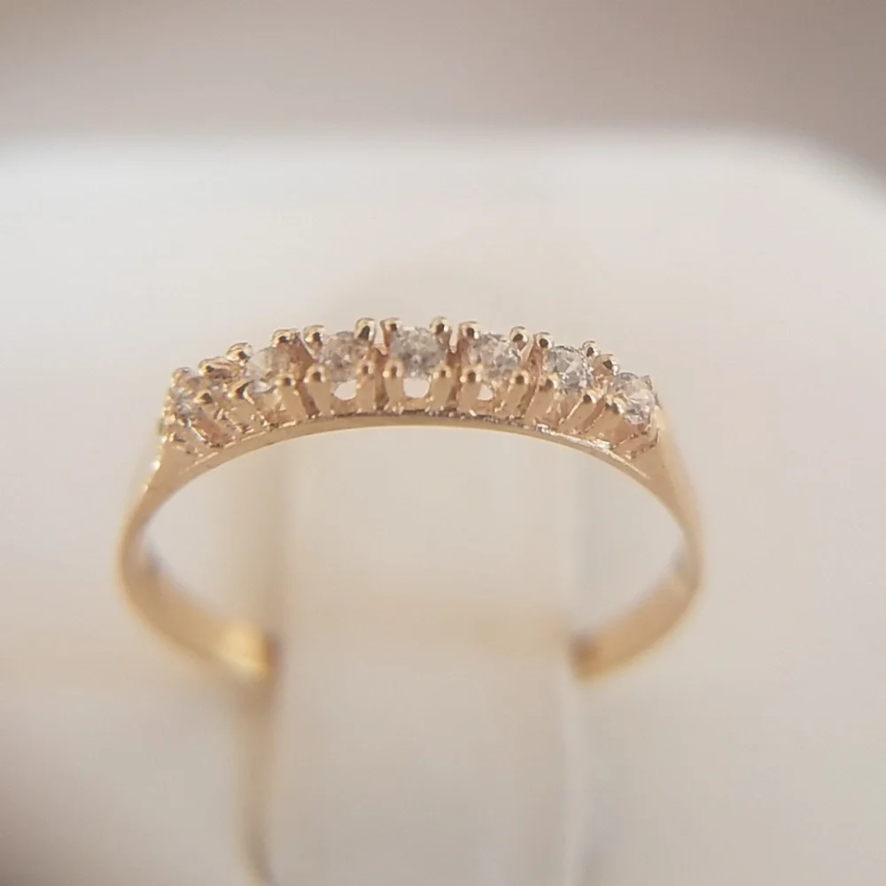 tiny 14k Yellow gold Children CZ Pinky Ring